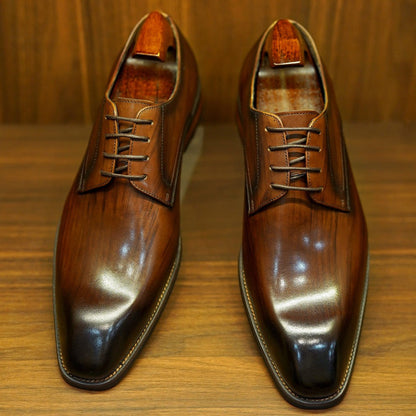 Patina Brown Lace Up Oxford Shoes | Hides&Cult