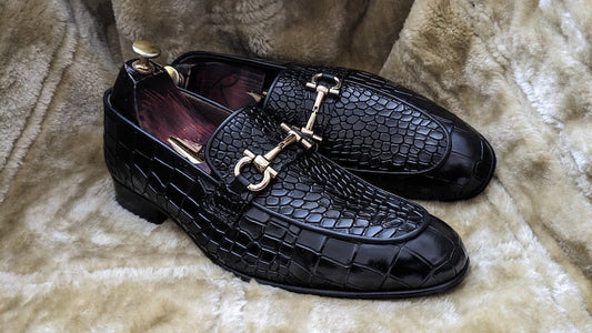 Croco Slip On Horse-bit Loafers | Hides&Cult