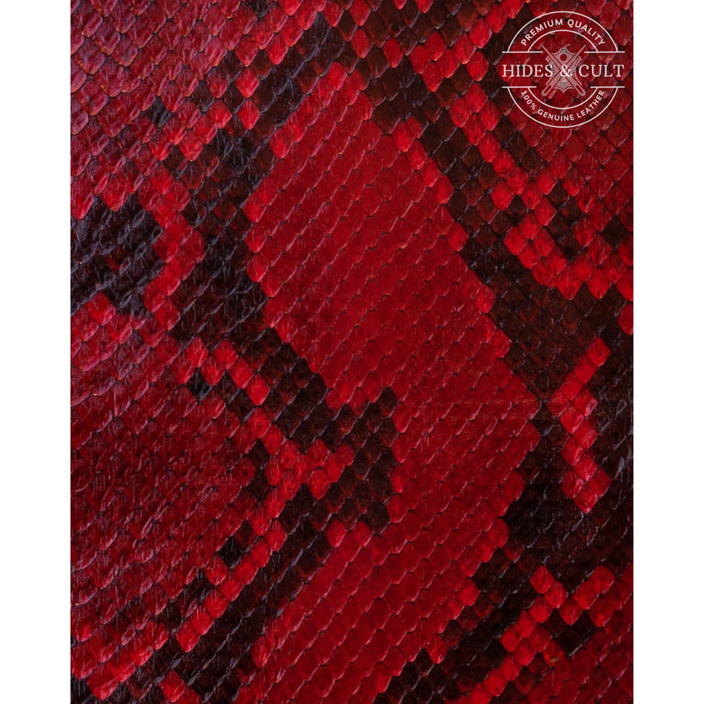 Luxury Red Exotic Python Print Shockproof Genuine Leather Iphone Case