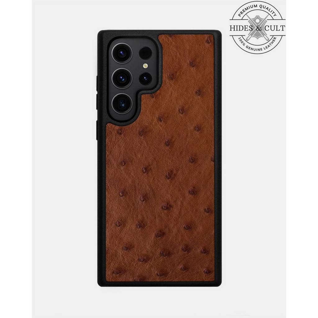 Luxury Exotic Ostrich Print Shockproof Genuine Leather Samsung Galaxy Series Cases