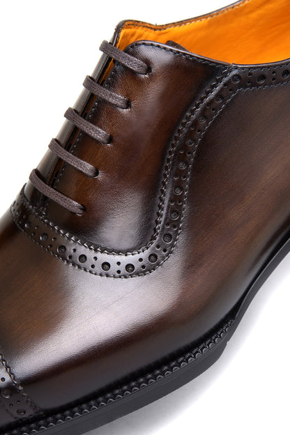 Black Toe Cut Oxford Brogue Shoes | Hides&Cult
