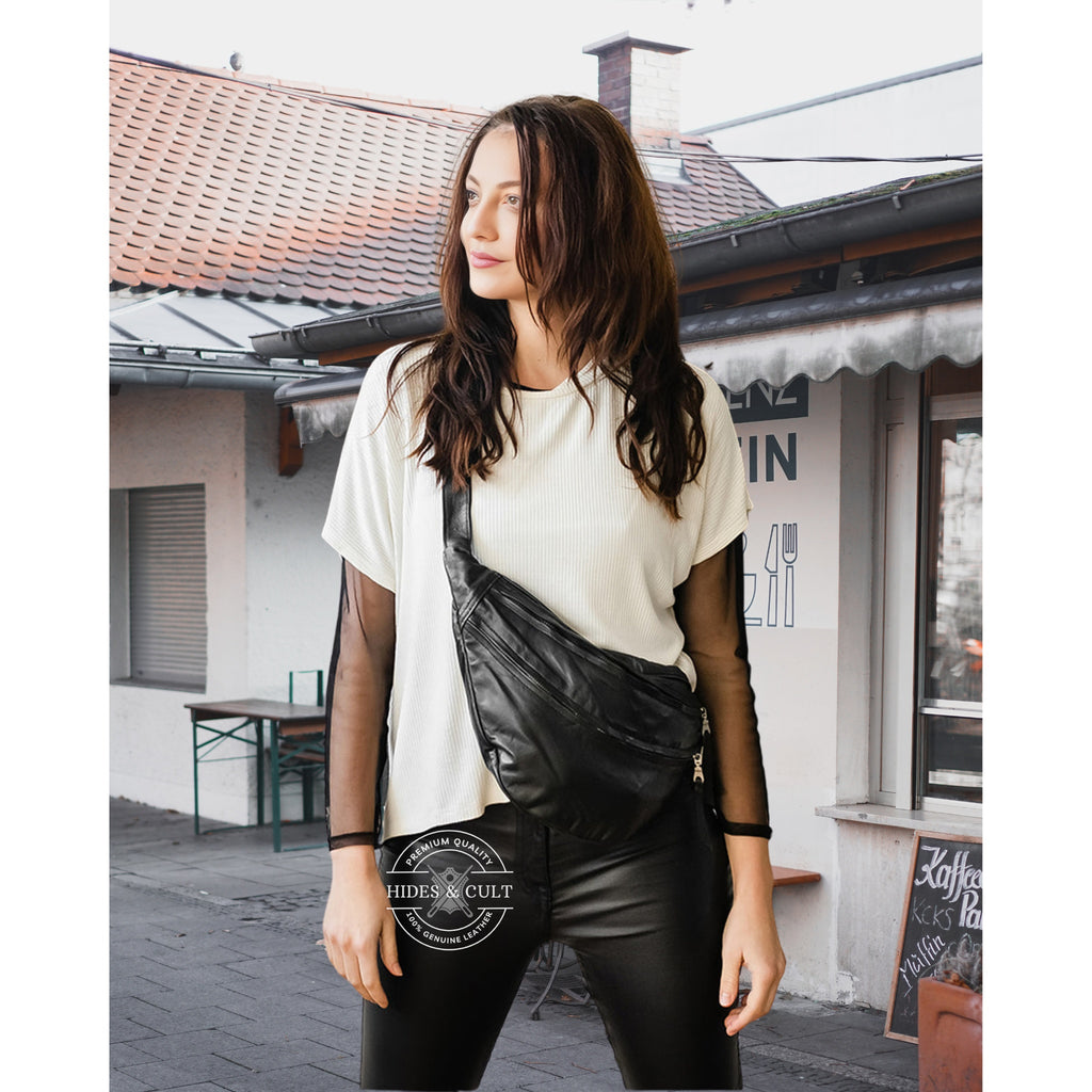 Black Lightweight Buttery Soft Leather Sling Bag