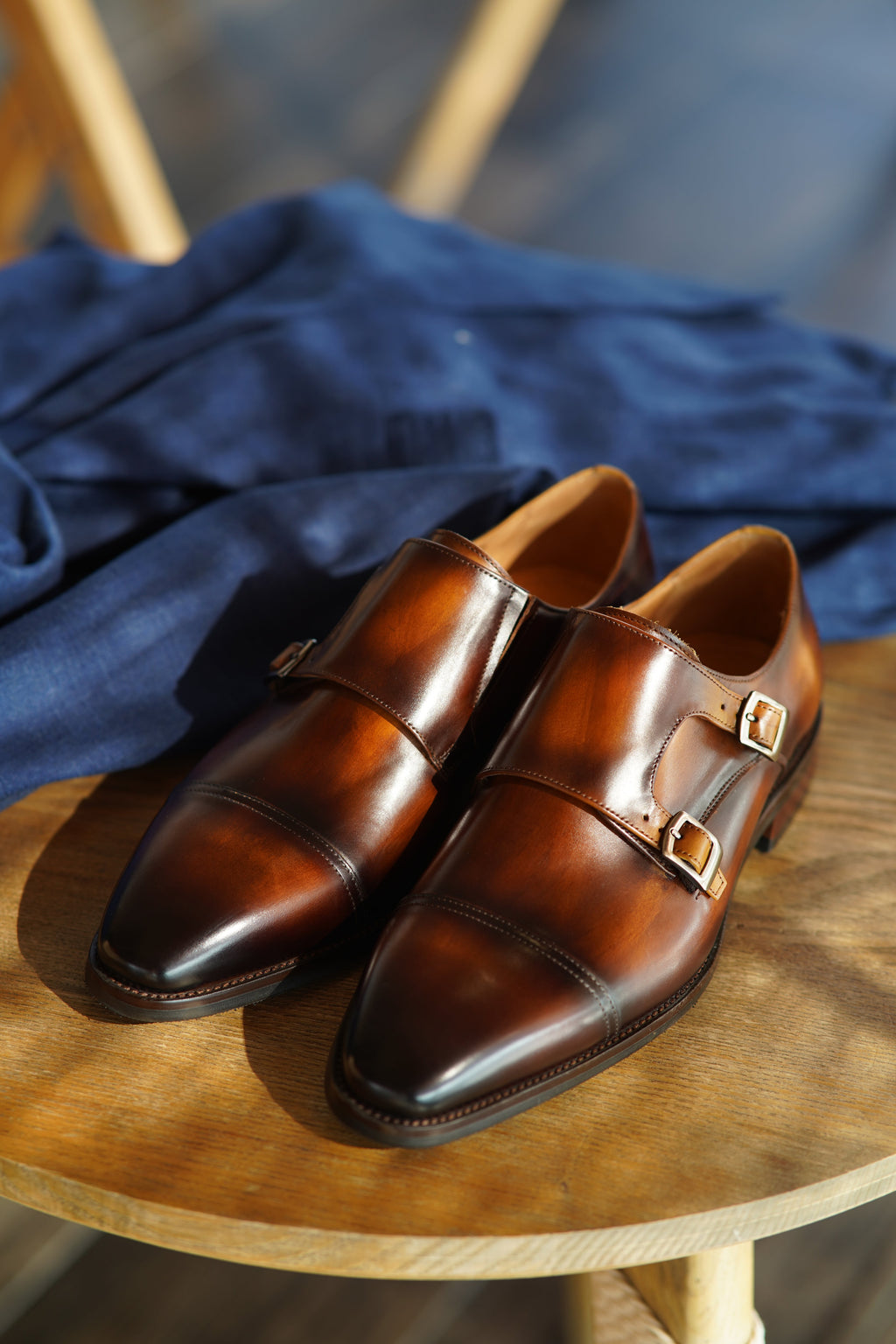 Brown Double Monk Strap Shoes | Hides&Cult