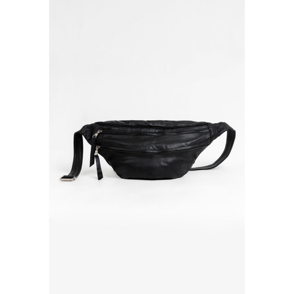 Black Lightweight Buttery Soft Leather Sling Bag