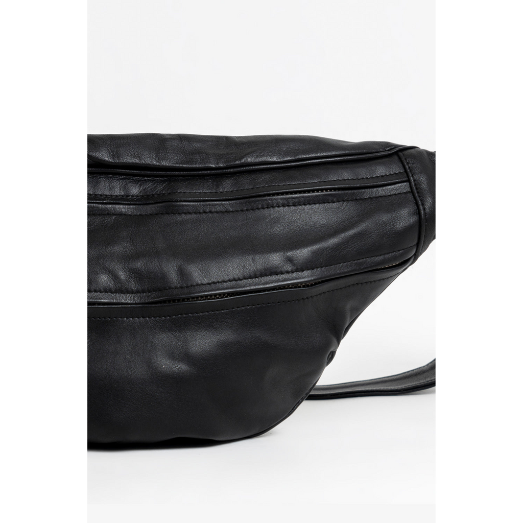 Black Lightweight Buttery Soft Leather Sling Bag