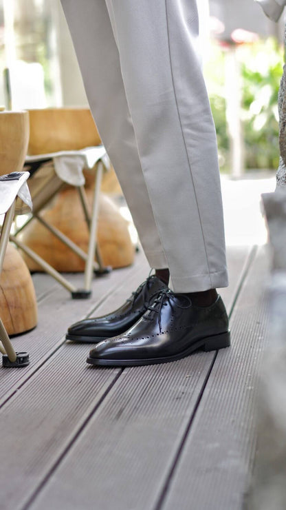 Black Wholecut Brogue Oxfords | Hides&Cult