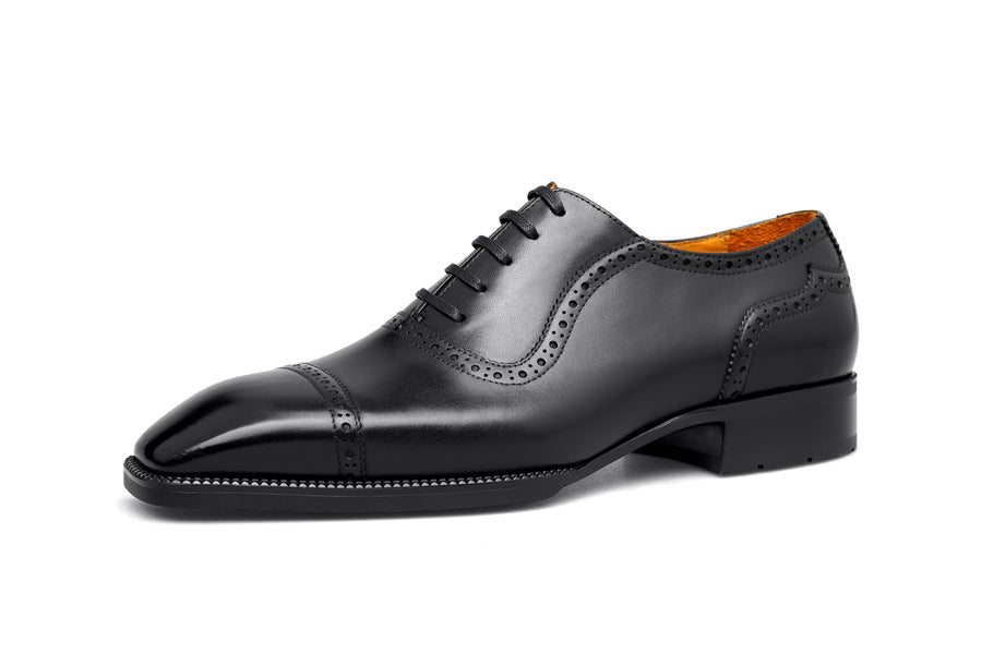 Brown Patina Toe Cut Oxford Brogue Shoes | Hides&Cult