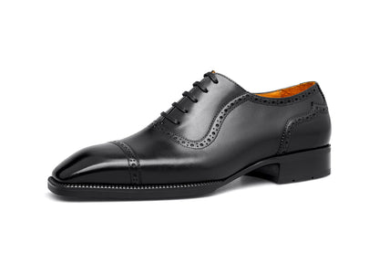 Brown Patina Toe Cut Oxford Brogue Shoes | Hides&Cult