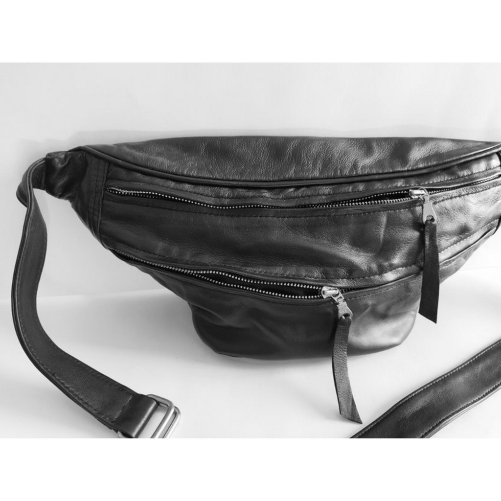 Black Lightweight Buttery Soft Leather Sling Bag