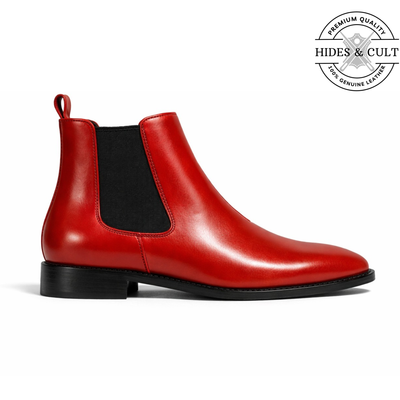 Red Leather Party-wear Chelsea Boots | Hides&Cult