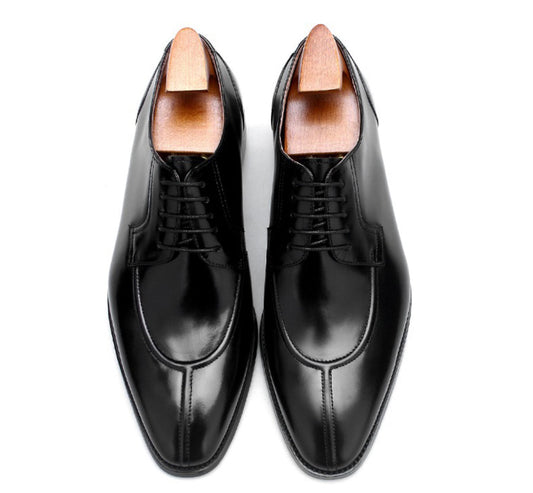 Black Split Toe Front Leather Shoes | Hides&Cult