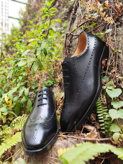 Black Wholecut Brogue Oxfords | Hides&Cult
