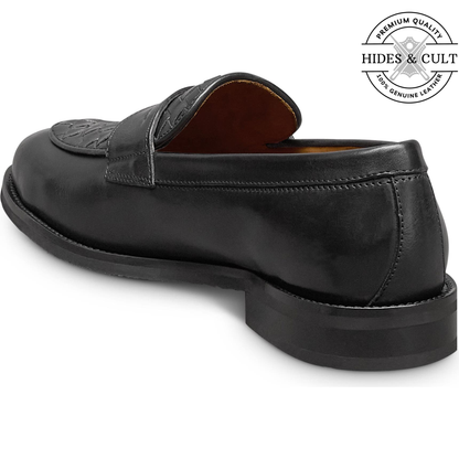 Black Hand Woven Vamp Party-wear Leather SlipOn Loafers | Hides&Cult