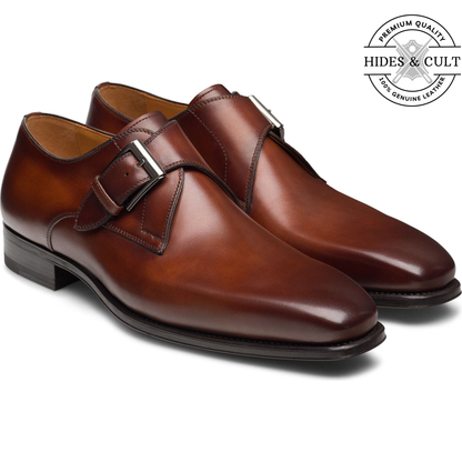 Brown Classic Single Monk Strap Leather Shoes | Hides&Cult