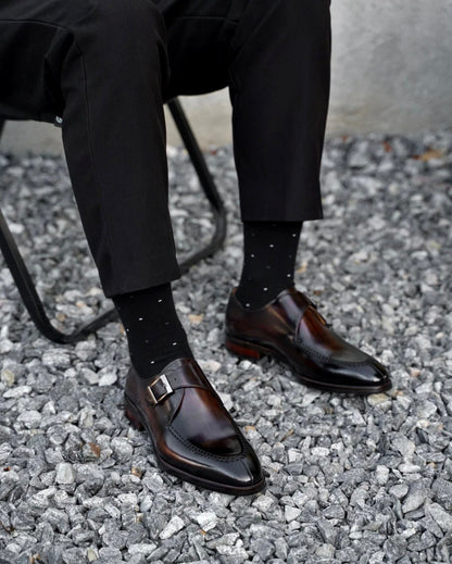 Black Single Monk Strap Shoes | Hides&Cult