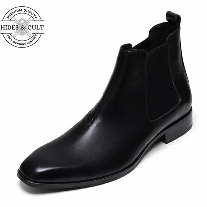 Black Leather Party-wear Chelsea Boots | Hides&Cult