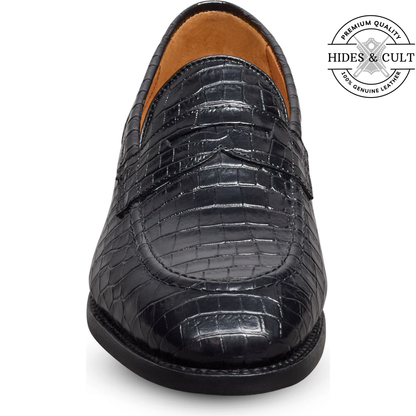 El Classico Black Croc Leather Moccasin | Hides&Cult
