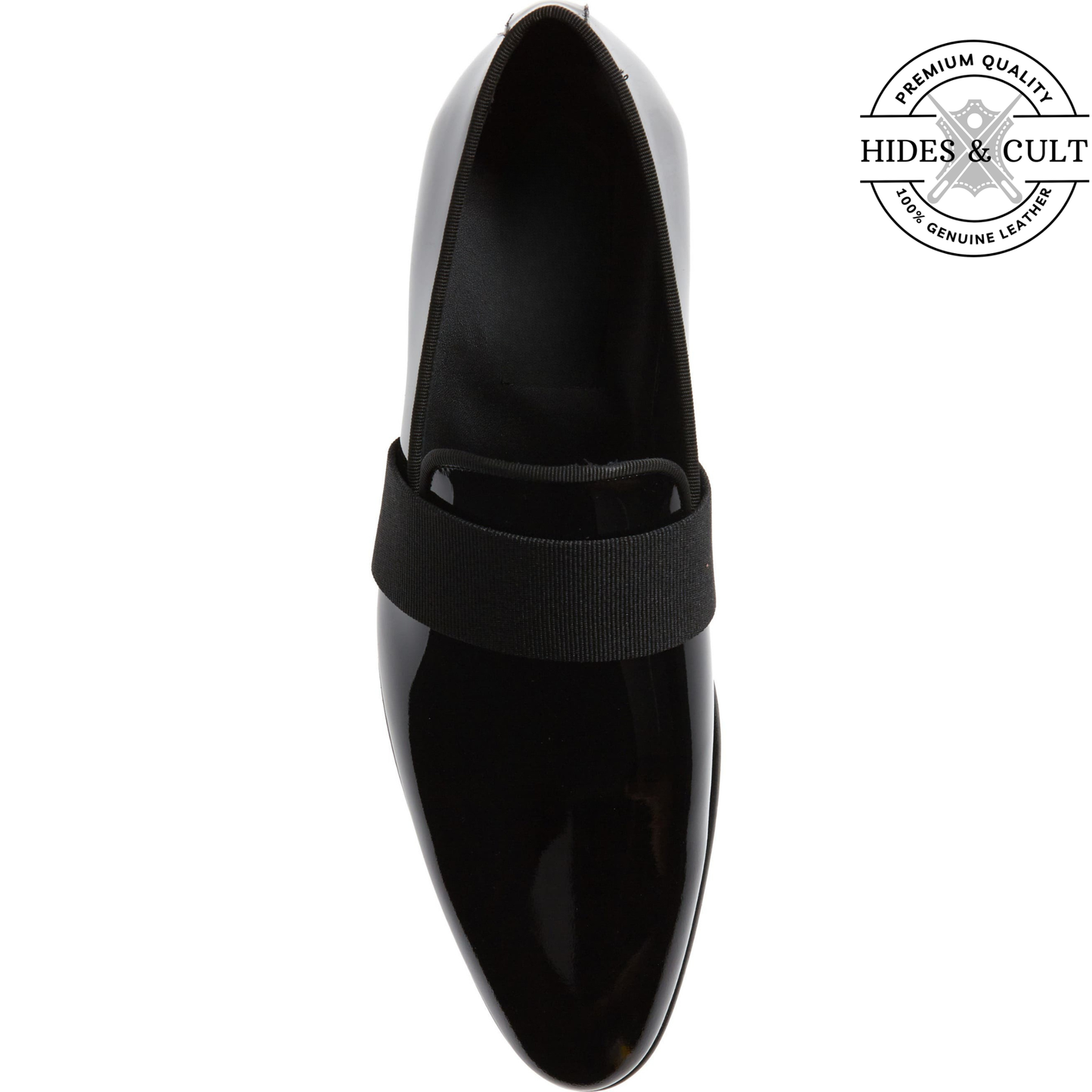 Black Patent Striped Leather SlipOn Loafers | Hides&Cult