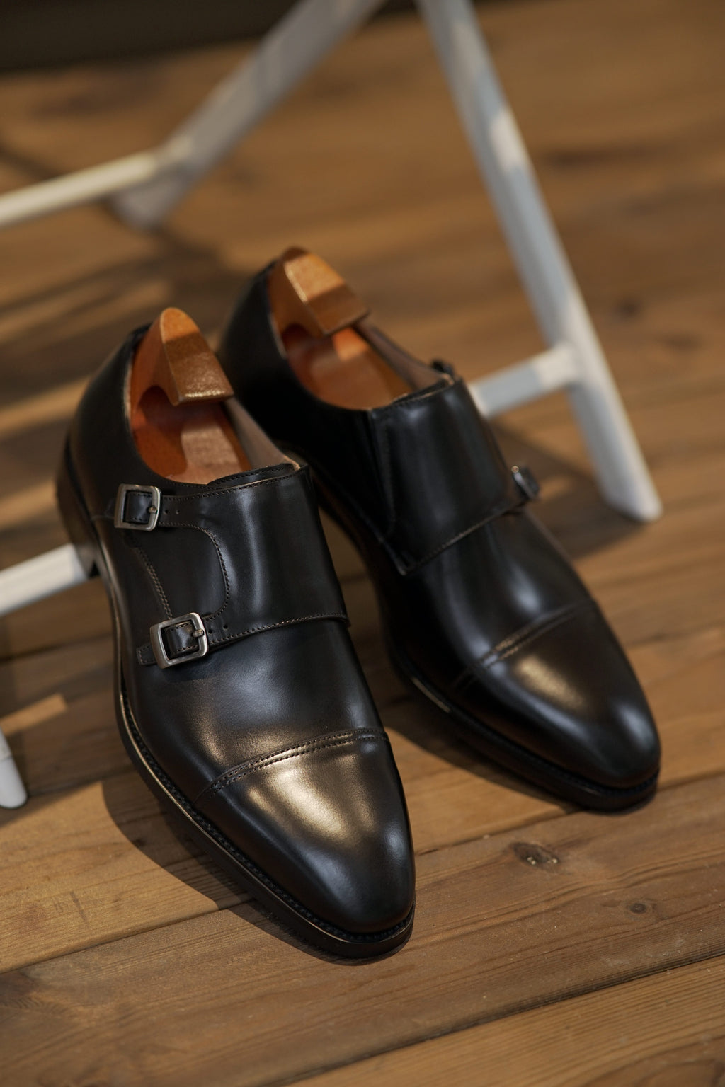 Black Double Monk Strap Shoes | Hides&Cult