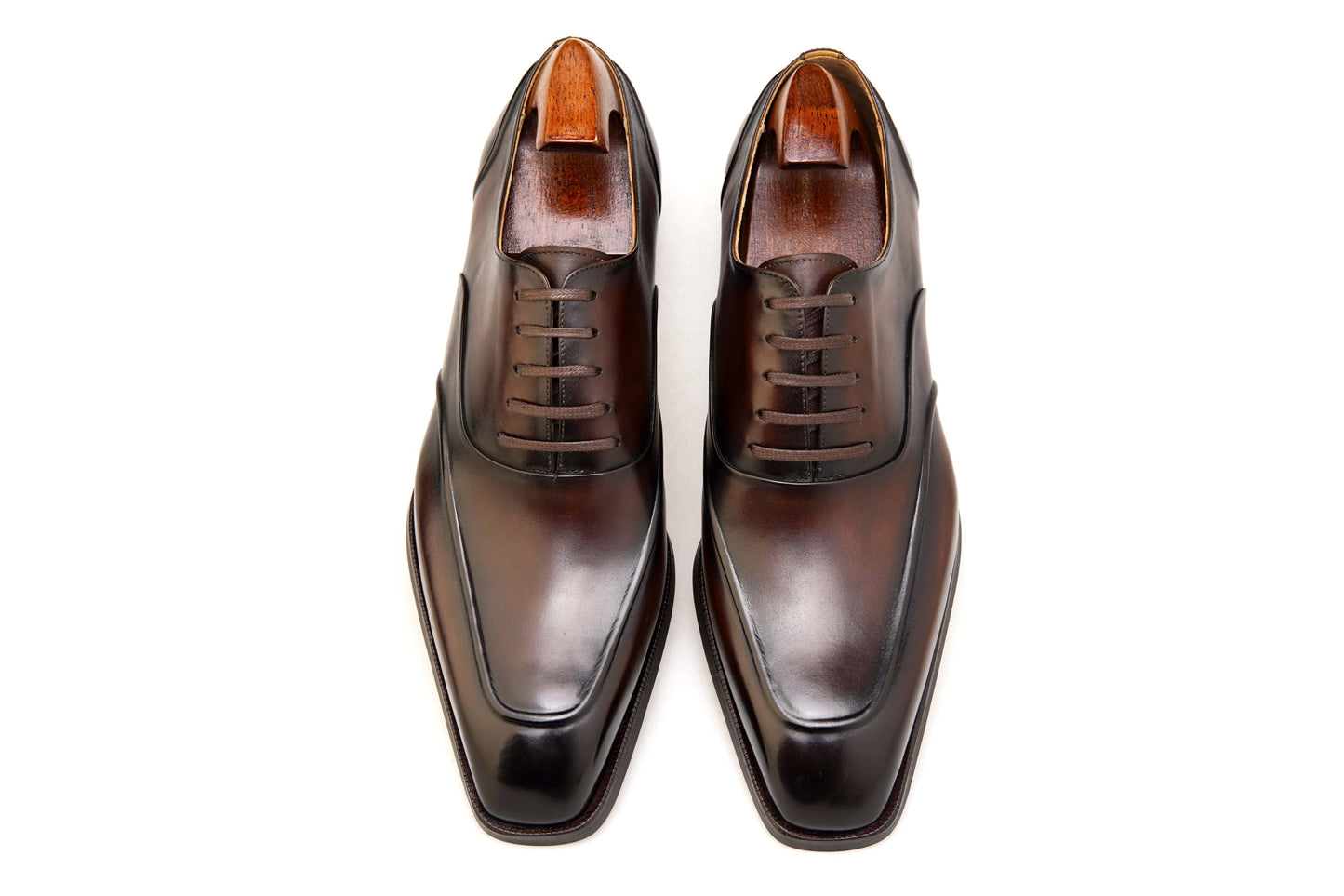 Polished Patina Brown Dual Apron Leather Dress Shoes | Hides&Cult