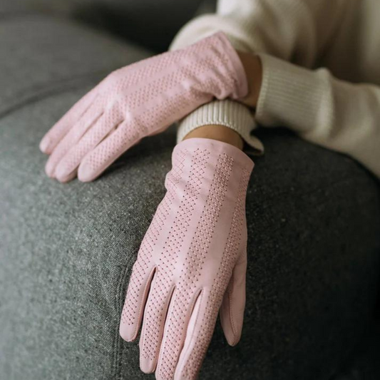 Pink Handmade Leather Gloves for Woman