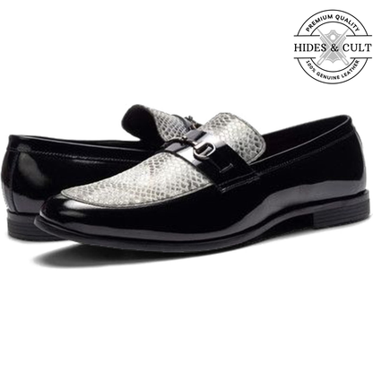 Black Patent - Snake Leather Moccasin Loafers | Hides&Cult
