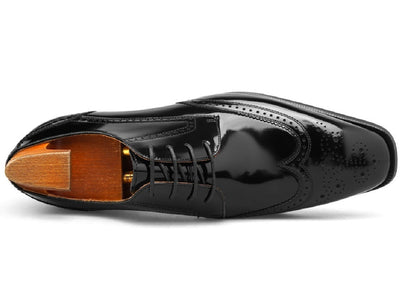 Black Patent Lace Up Brogue Shoes | Hides&Cult