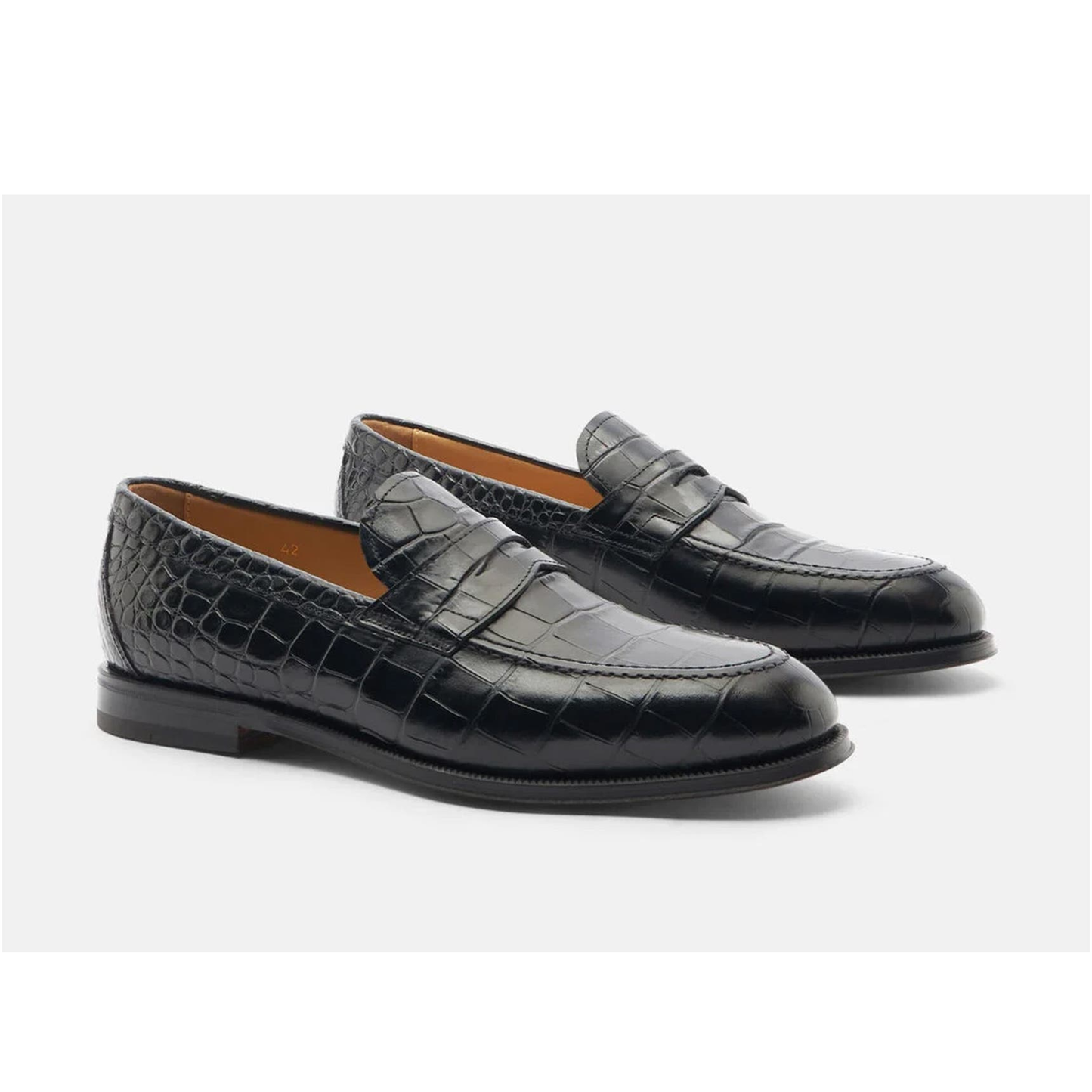 Black Croc Leather SlipOns | Hides&Cult