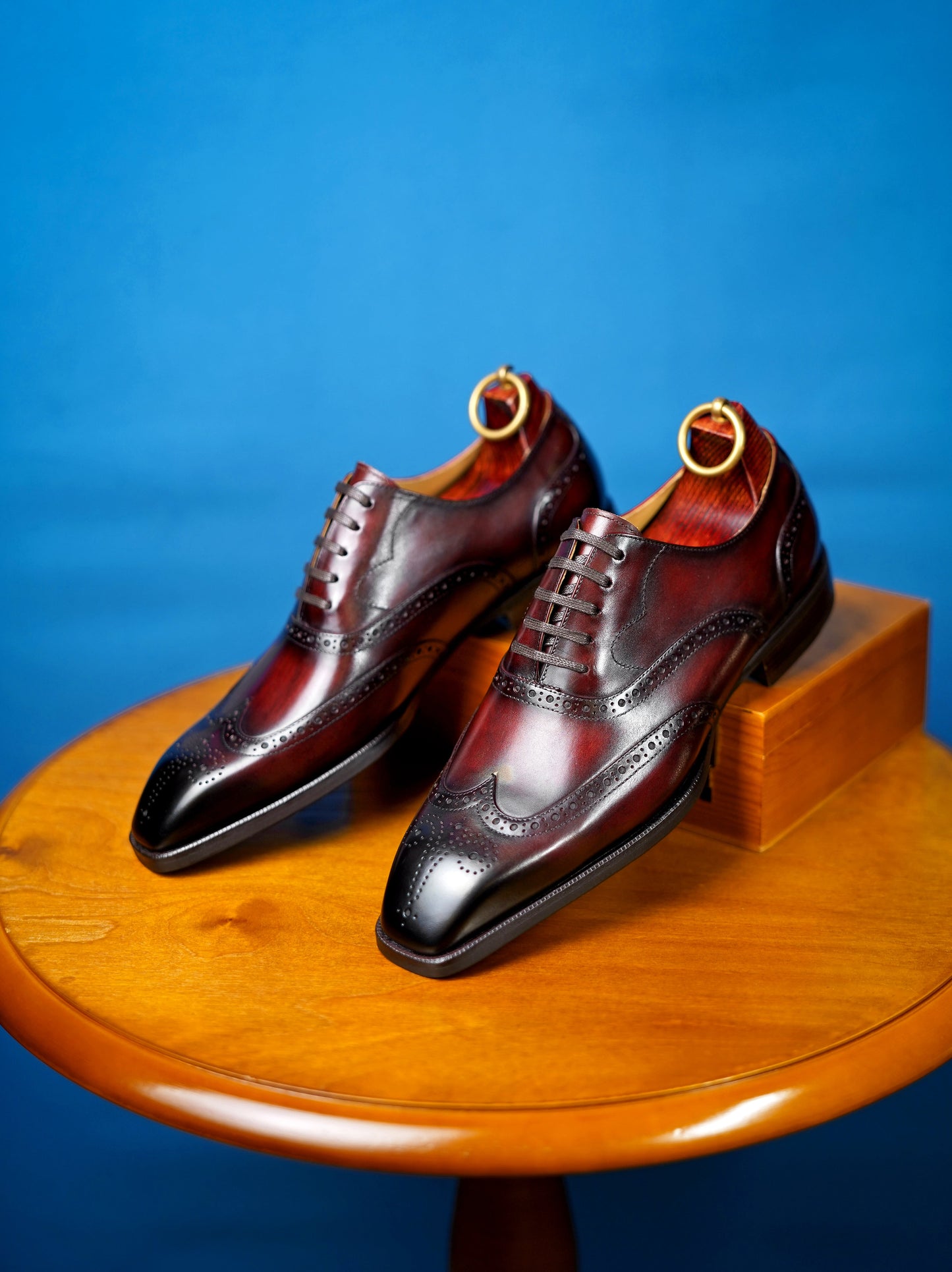 Burgundy Classic Wingtip Oxford Brogue Shoes | Hides&Cult