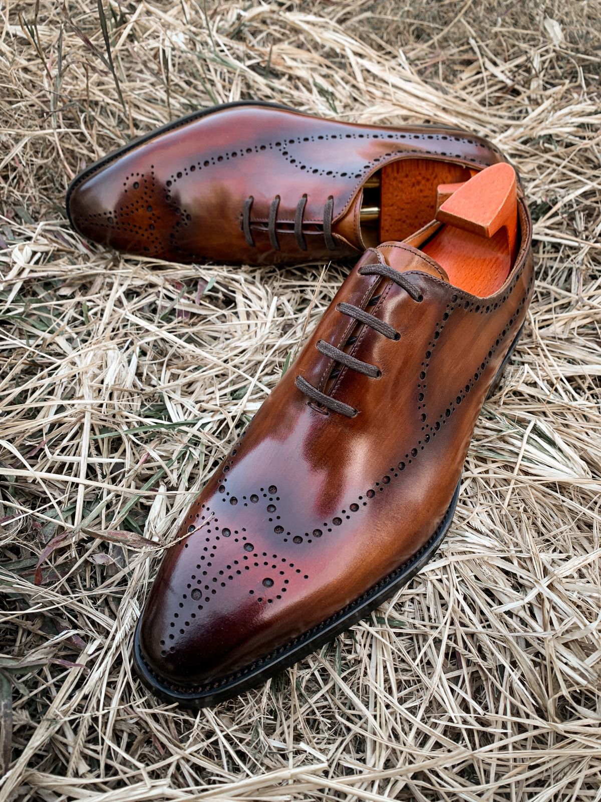 Brown Patina Wholecut Brogue Oxfords | Hides&Cult