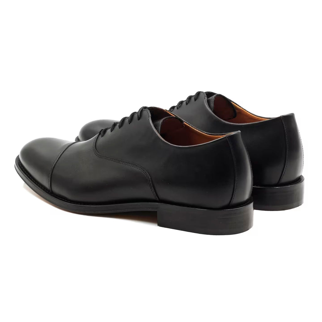 Solid Black Oxford Brogue Leather Shoes | Hides&Cult