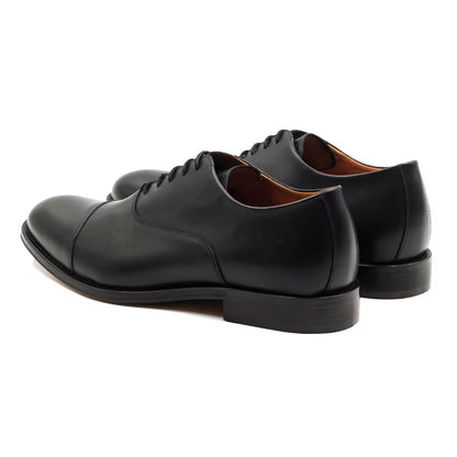 Black Oxford Brogue Leather Shoes - Round Toe | Hides&Cult
