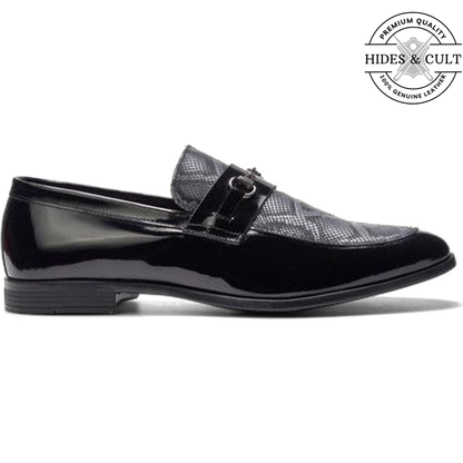 Black Patent - Anaconda Leather Moccasin Loafers | Hides&Cult