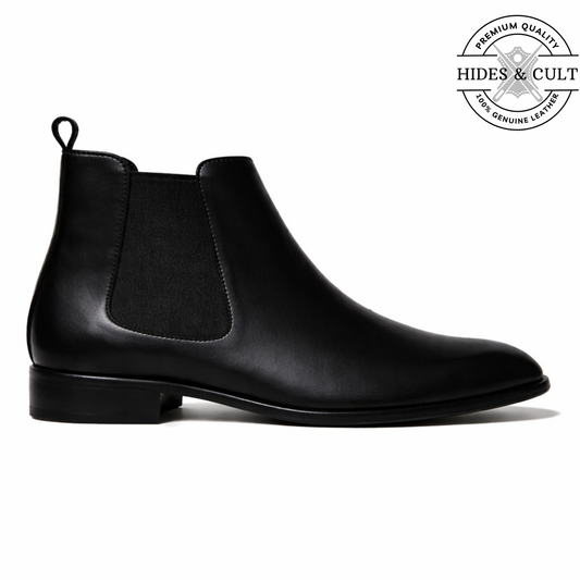 Black Leather Party-wear Chelsea Boots | Hides&Cult