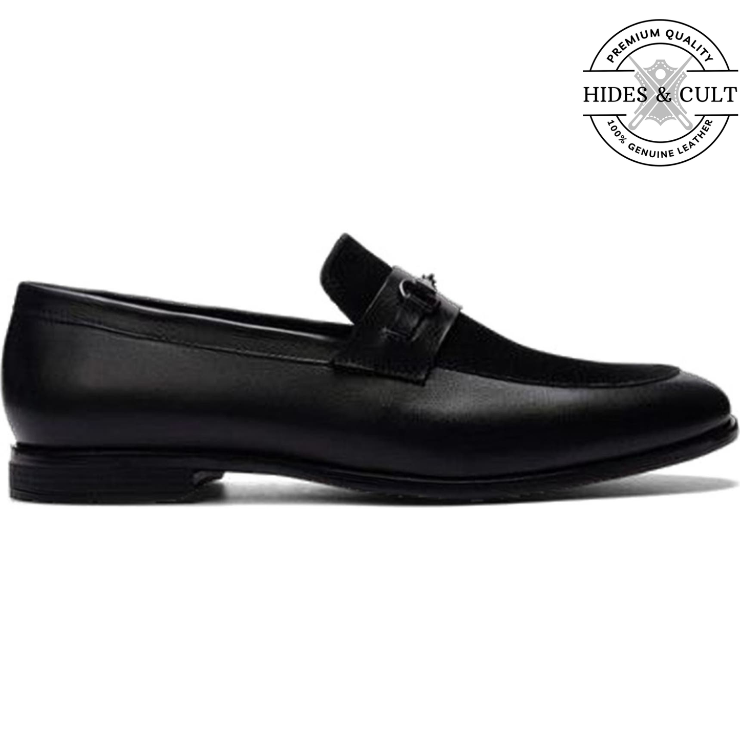 Black Buckled Leather SlipOn Loafers | Hides&Cult