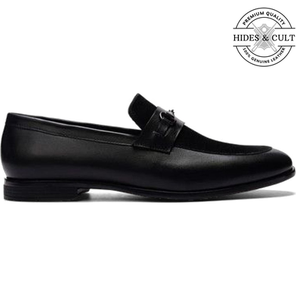 Black Buckled Leather SlipOn Loafers | Hides&Cult