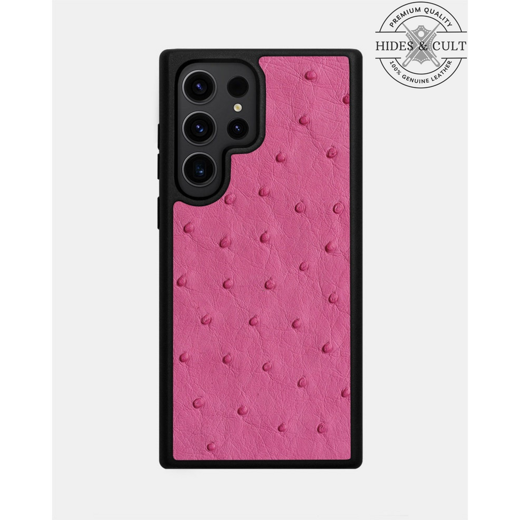 Luxury Exotic Ostrich Print Shockproof Genuine Leather Samsung Galaxy Series Cases