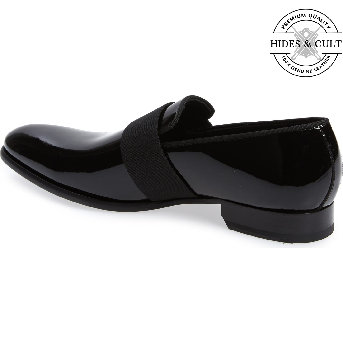 Black Patent Striped Leather SlipOn Loafers | Hides&Cult