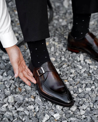 Black Single Monk Strap Shoes | Hides&Cult