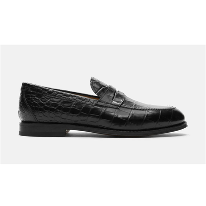 Black Croc Leather SlipOns | Hides&Cult