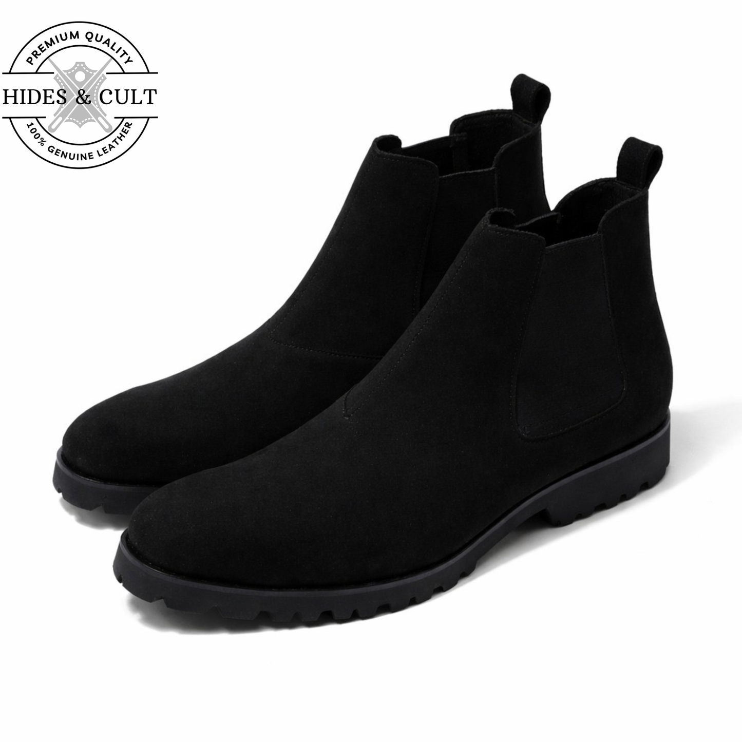 Black Suede Party-wear Leather Chelsea Boots | Hides&Cult