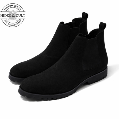 Black Suede Party-wear Leather Chelsea Boots | Hides&Cult