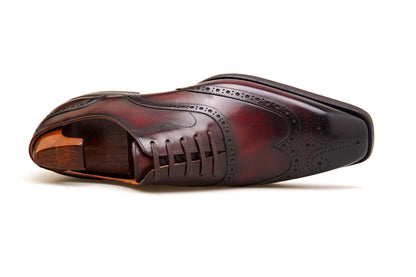 Burgundy Classic Wingtip Oxford Brogue Shoes | Hides&Cult