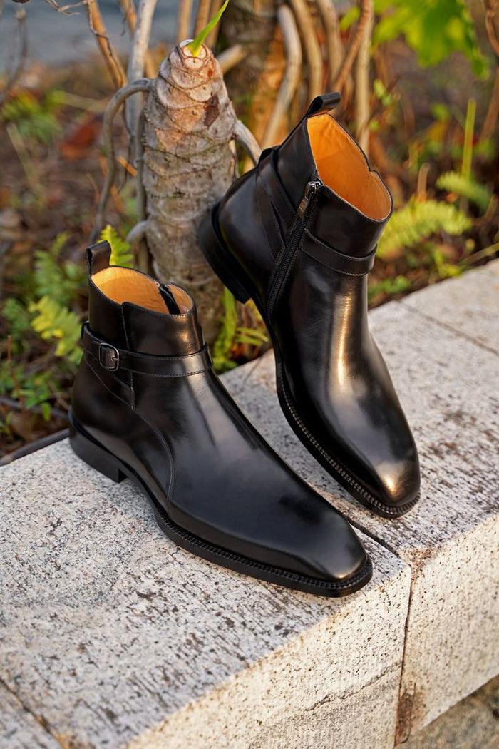 Black Classic Italian Single Strap Chelsea Boots | Hides&Cult