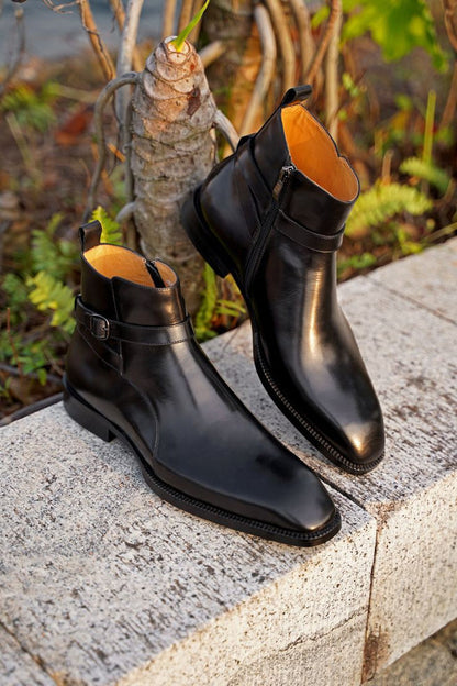 Black Classic Italian Single Strap Chelsea Boots | Hides&Cult