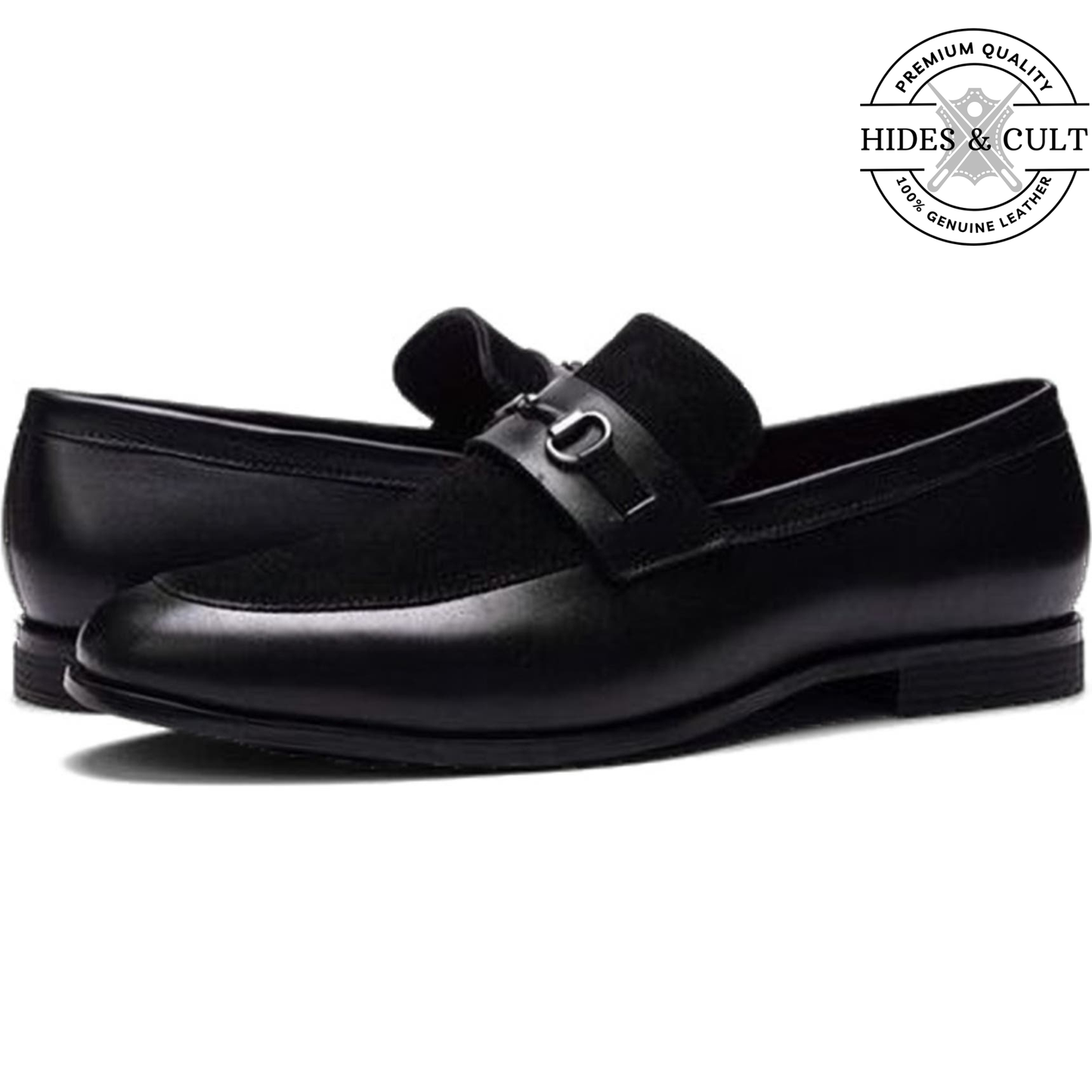 Black Buckled Leather SlipOn Loafers | Hides&Cult