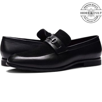 Black Buckled Leather SlipOn Loafers | Hides&Cult