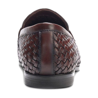 Brown Woven Party-wear Leather SlipOns | Hides&Cult