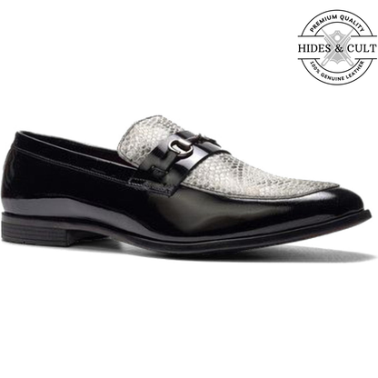 Black Patent - Snake Leather Moccasin Loafers | Hides&Cult