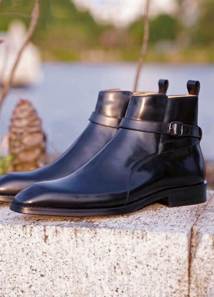 Black Classic Italian Single Strap Chelsea Boots | Hides&Cult